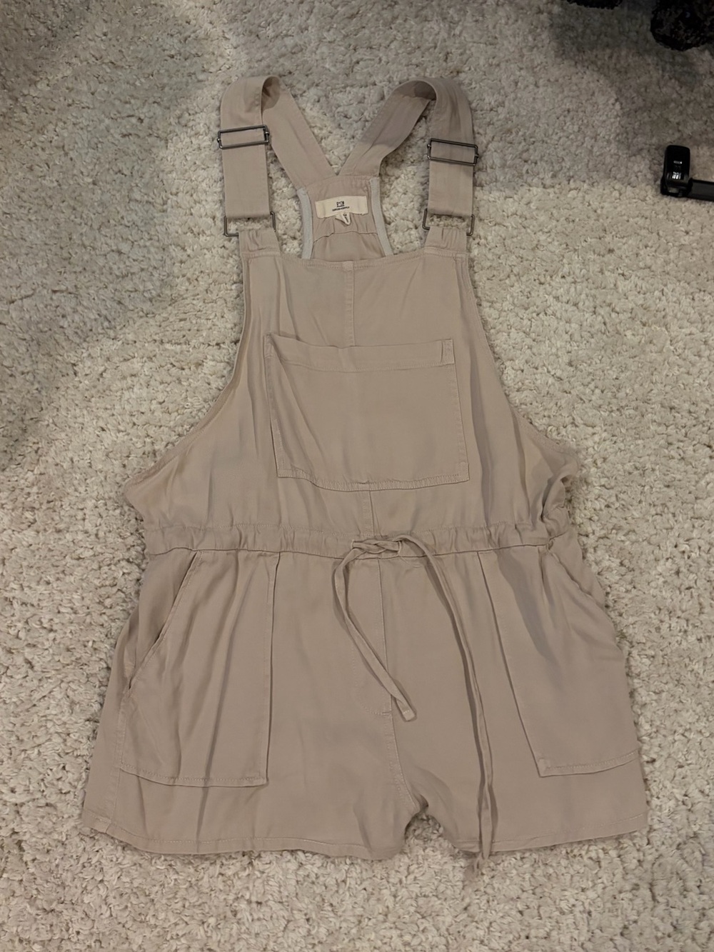 Thread & Supply Tan Overall Romper Shorts